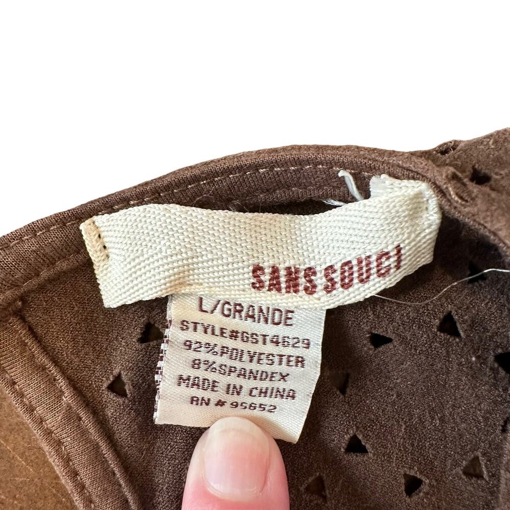 Sans Souci Womens brown stretchy microsuede die cut Size Large - Picture 3 of 4